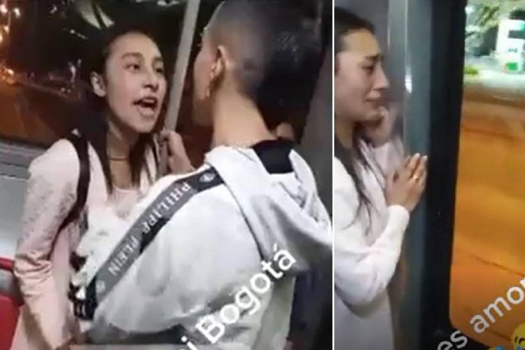 Amor tóxico: Joven se cuelga de puerta del bus tras pelearse con su novia