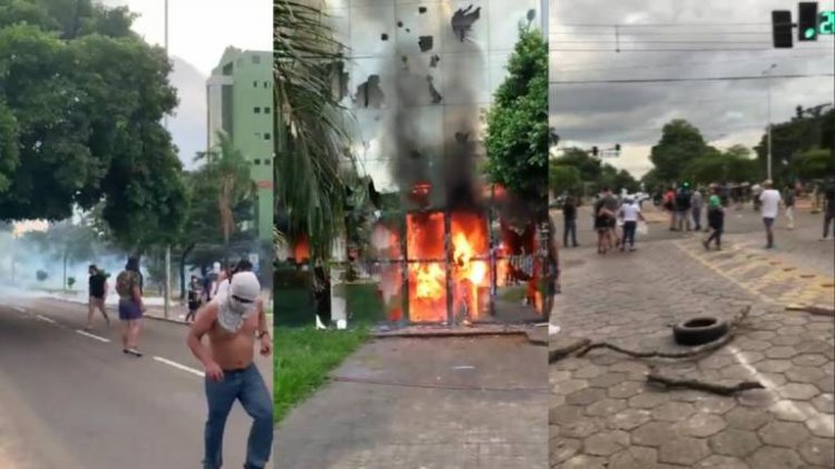 Policía gasifica a movilizados en Santa Cruz y se registra la quema de la Fiscalía departamental