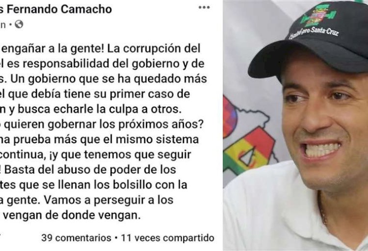 Camacho le dice al Gobierno que no culpe a otros de la corrupción y luego borra el post